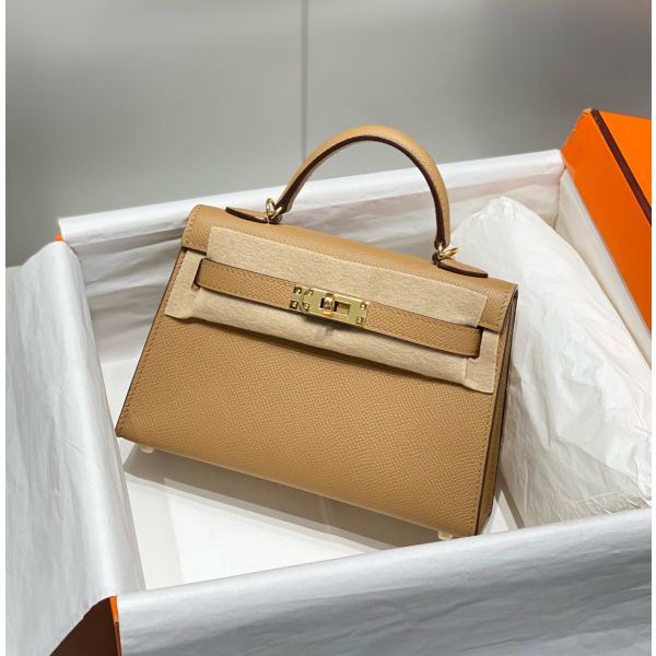 HERM Kelly Mini II Bag In Chai Epsom Leather GHW