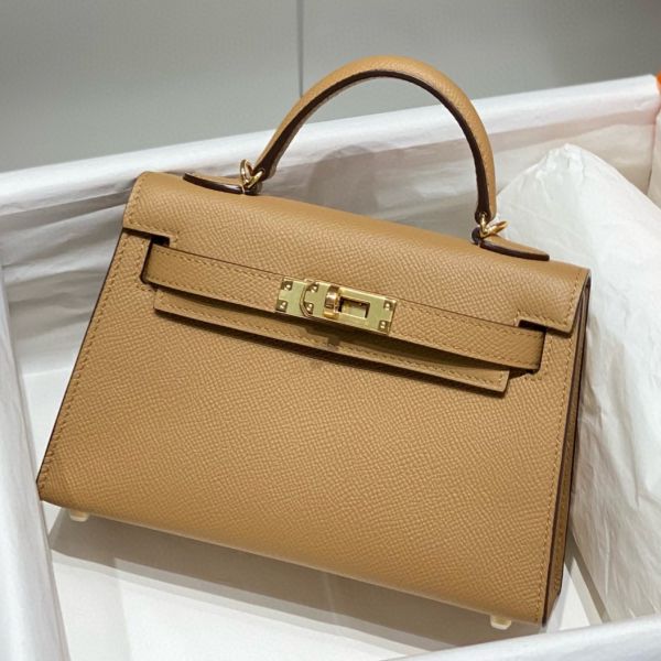 HERM Kelly Mini II Bag In Chai Epsom Leather GHW
