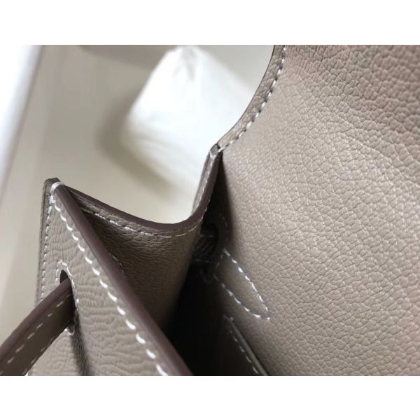 HERM Kelly Mini II Bag In Gris Asphalt Epsom Leather GHW
