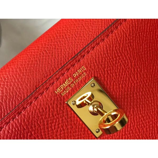 HERM Kelly Mini II Bag In Rouge Casaque Epsom Leather GHW