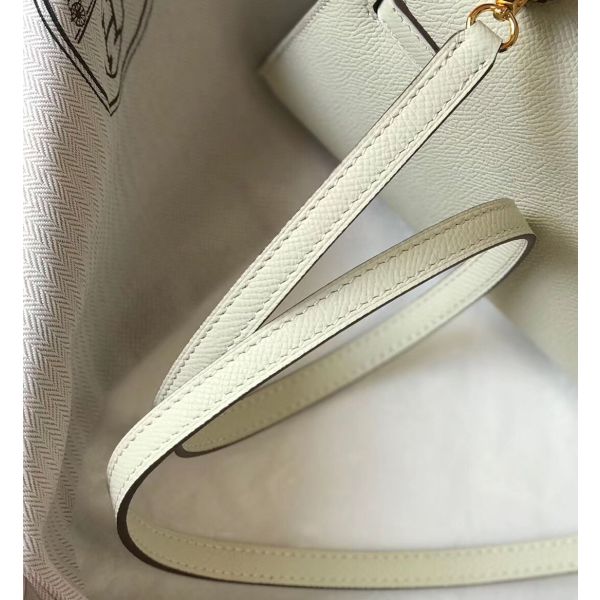 HERM Kelly Mini II Bag In White Epsom Leather GHW