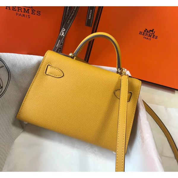 HERM Kelly Mini II Bag In Yellow Epsom Leather GHW