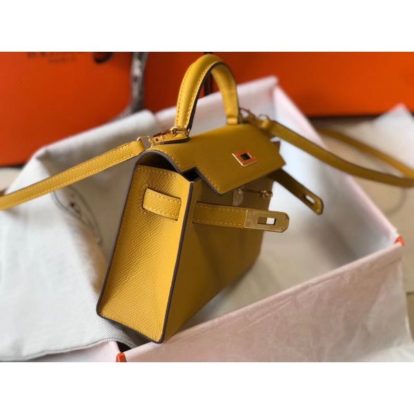 HERM Kelly Mini II Bag In Yellow Epsom Leather GHW