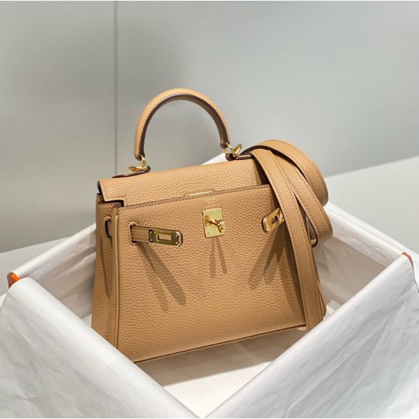HERM Kelly 20cm Bag In Chai Clemence Leather GHW