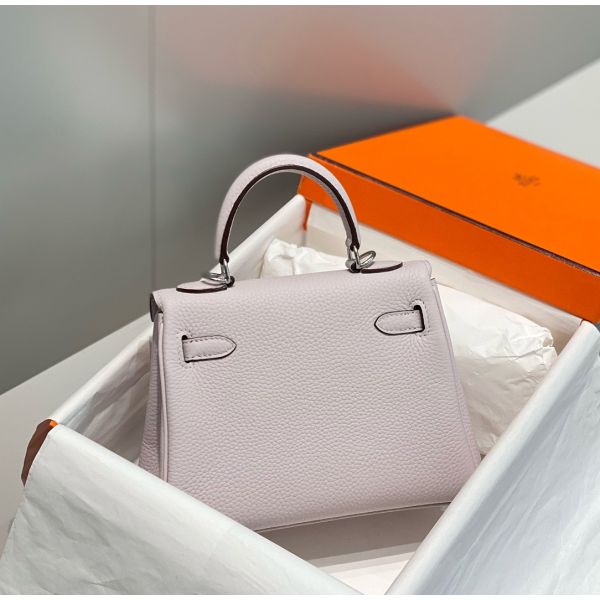 HERM Kelly 20cm Bag In Mauve Pale Clemence Leather PHW