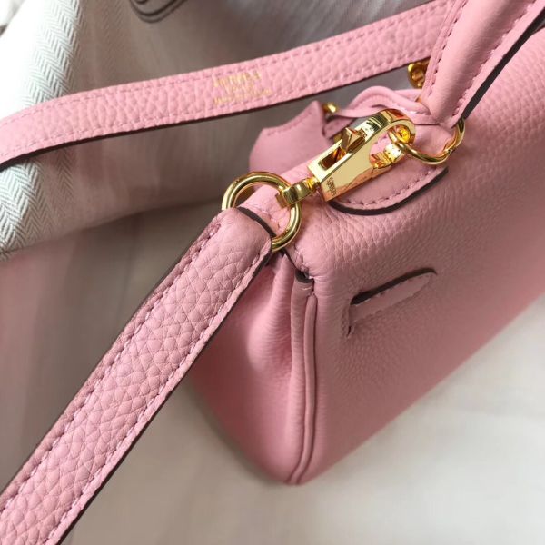 HERM Kelly 20cm Bag In Pink Clemence Leather GHW