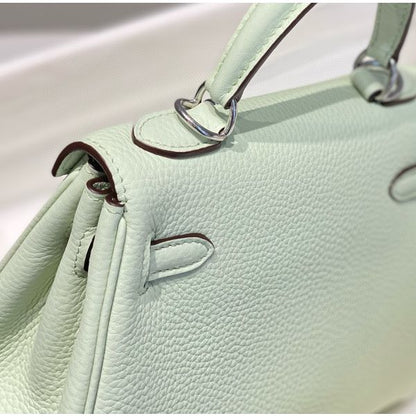HERM Kelly 20cm Bag In Vert Fizz Clemence Leather PHW