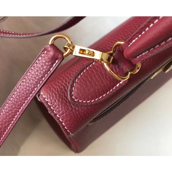 HERM Kelly 25cm Retourne Bag In Bordeaux Clemence Leather