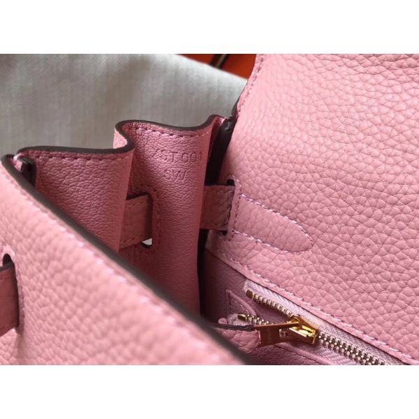 HERM Kelly 25cm Retourne Bag In Pink Clemence Leather