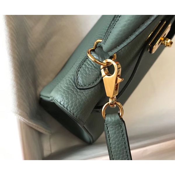HERM Kelly 25cm Retourne Bag In Vert Amande Clemence Leather