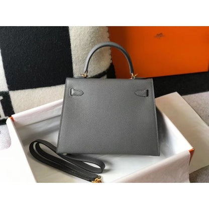 HERM Kelly 25cm Sellier Bag In Ardoise Epsom Leather