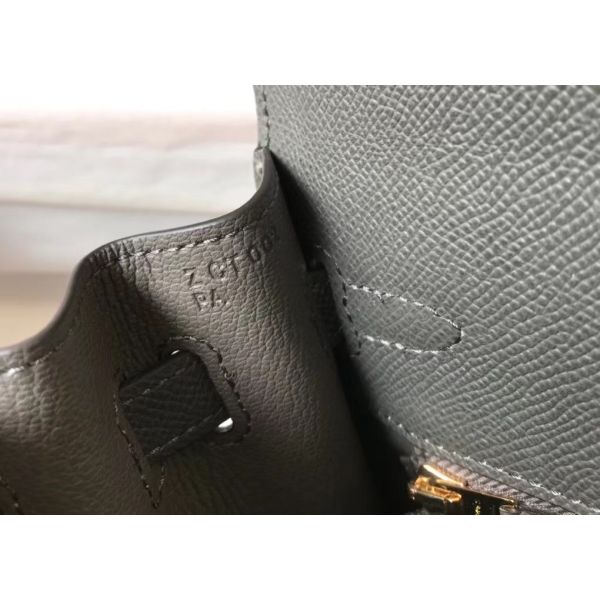 HERM Kelly 25cm Sellier Bag In Ardoise Epsom Leather