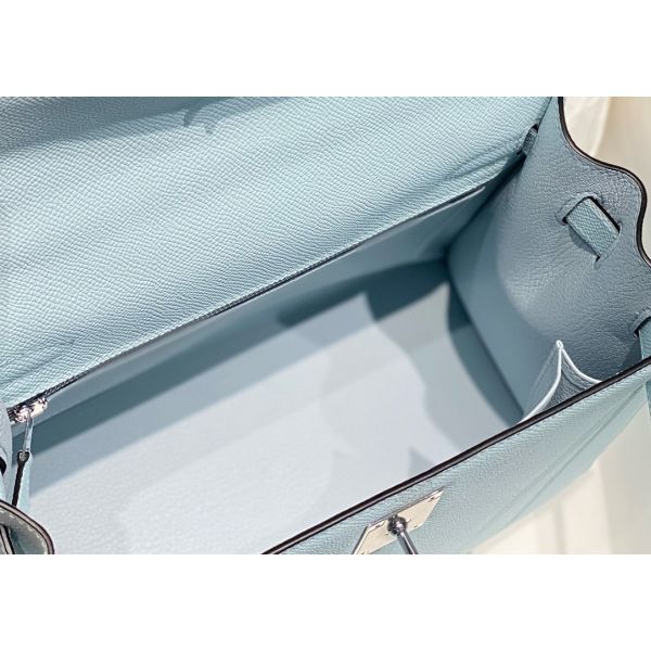 HERM Kelly 25cm Sellier Bag In Blue Brume Epsom Leather