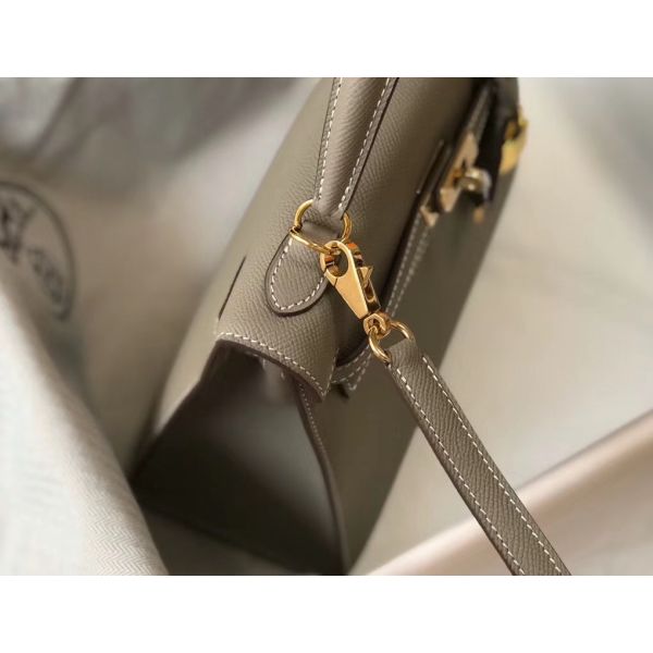 HERM Kelly 25cm Sellier Bag In Gris Asphalt Epsom Leather