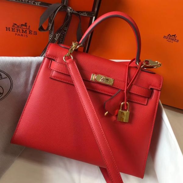 HERM Kelly 25cm Sellier Bag In Piment Epsom Leather
