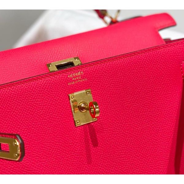 HERM Kelly 25cm Sellier Bag In Rose Extreme Epsom Leather