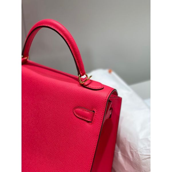 HERM Kelly 25cm Sellier Bag In Rose Extreme Epsom Leather