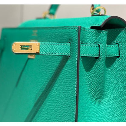 HERM Kelly 25cm Sellier Bag In Vert Jade Epsom Leather