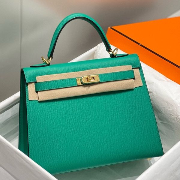 HERM Kelly 25cm Sellier Bag In Vert Jade Epsom Leather