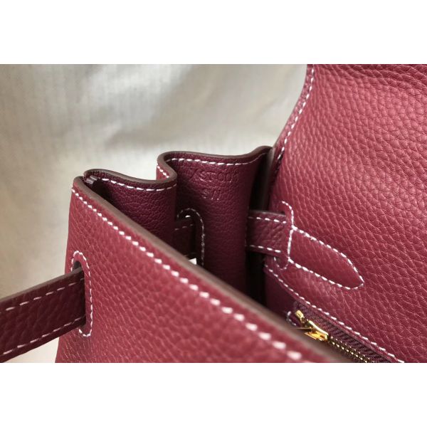 HERM Kelly 28cm Bag In Bordeaxu Clemence Leather GHW