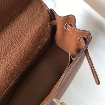 HERM Kelly 28cm Bag In Gold Clemence Leather GHW