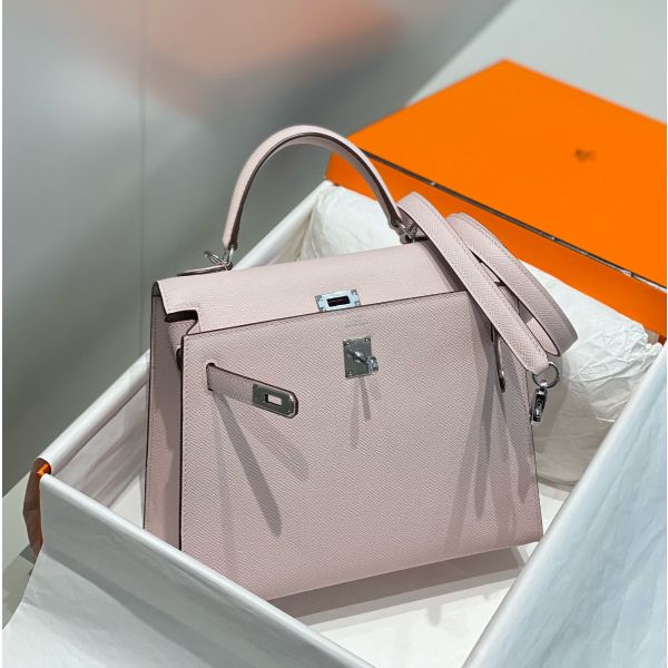 HERM Kelly 28cm Bag In Mauve Pale Epsom Leather PHW