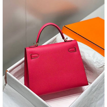 HERM Kelly 28cm Bag In Rose Extreme Epsom Leather GHW