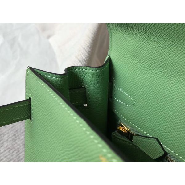HERM Kelly 28cm Bag In Vert Criquet Epsom Leather GHW