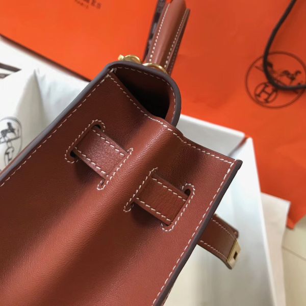 HERM Kelly 32cm Bag In Toile Canvas With Barenia Leather