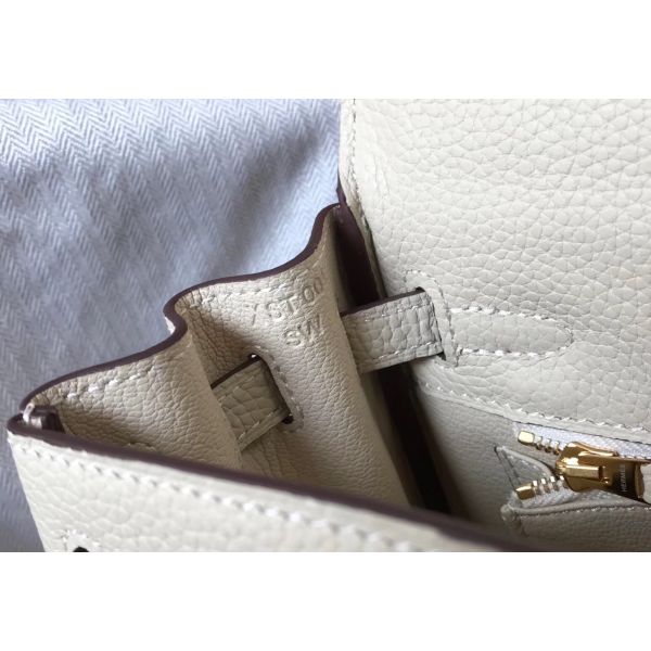 HERM Kelly 32cm Bag In Beton Clemence Leather GHW