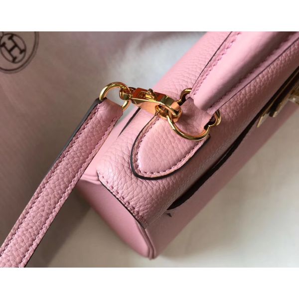 HERM Kelly 32cm Bag In Pink Clemence Leather GHW