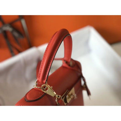 HERM Kelly 32cm Bag In Red Epsom Leather GHW