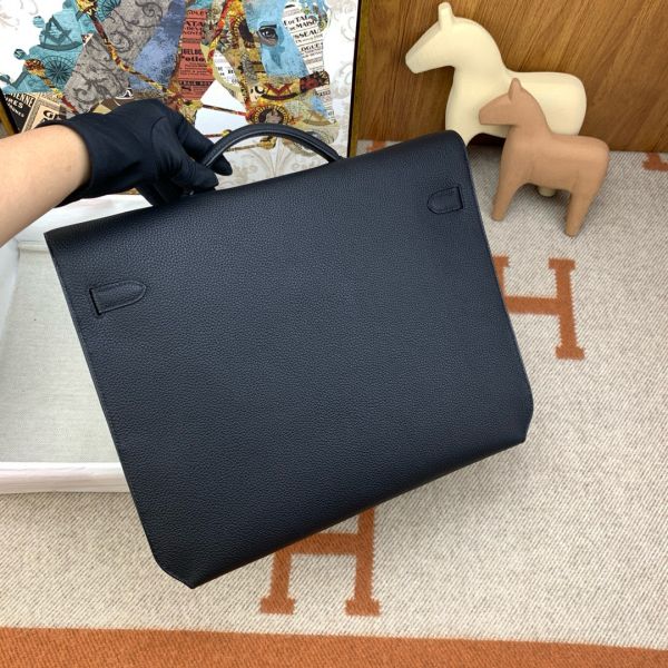 HERM Kelly Depeches 36 Monochrome Briefcase in Clemence Leather