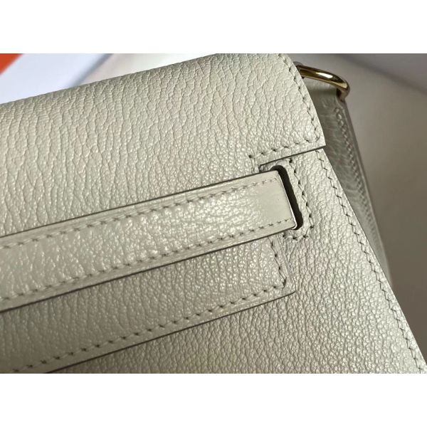 HERM Kelly Elan Handmade Bag In Craie Chevre Mysore Leather