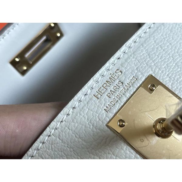 HERM Kelly Elan Handmade Bag In Craie Chevre Mysore Leather