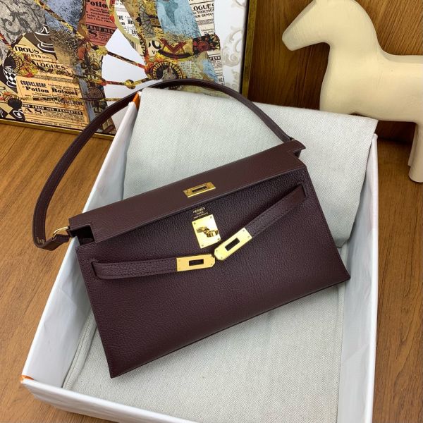 HERM Kelly Elan Handmade Bag In Rouge Sellier Chevre Mysore Leather