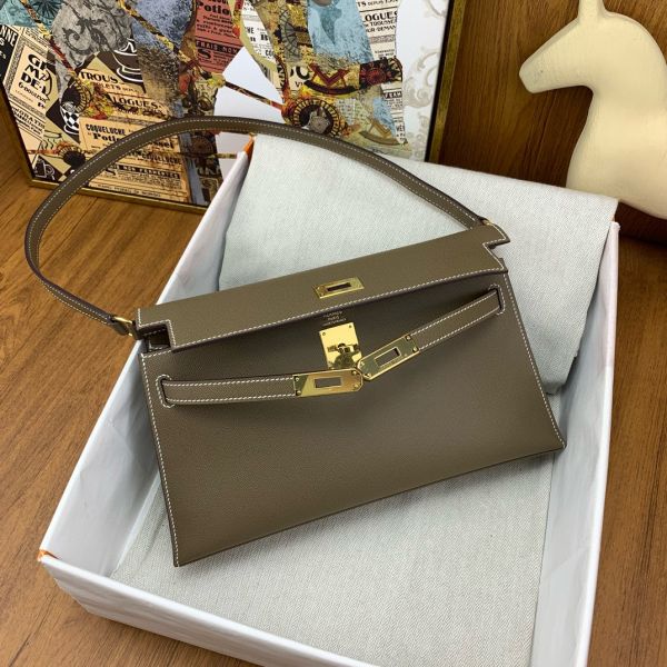 HERM Kelly Elan Handmade Bag In Taupe Epsom Leather