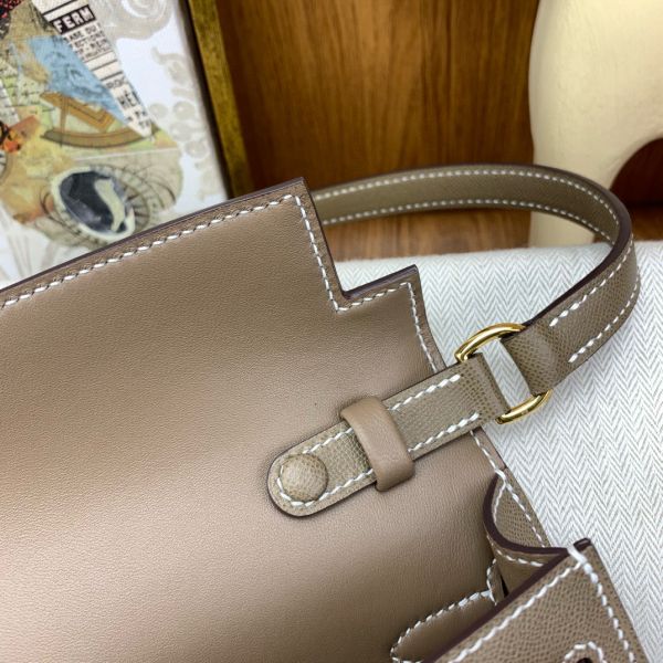 HERM Kelly Elan Handmade Bag In Taupe Epsom Leather