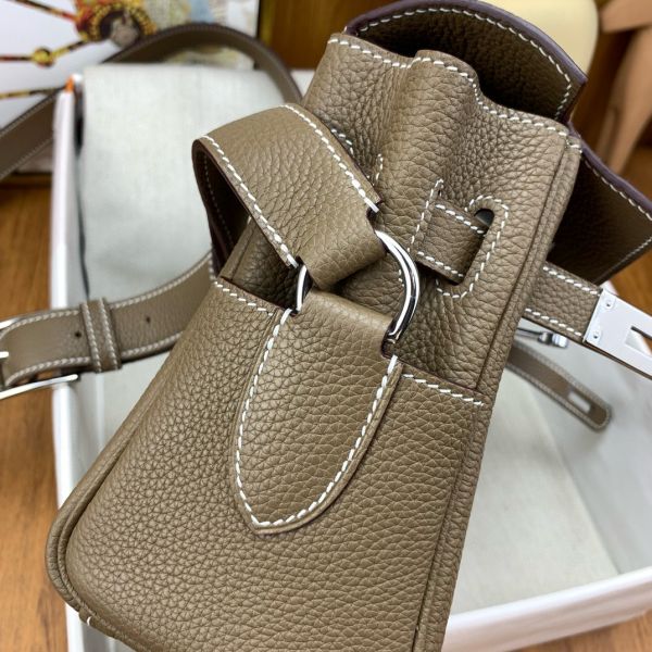 HERM Kelly Messenger Bag in Taupe Clemence Leather