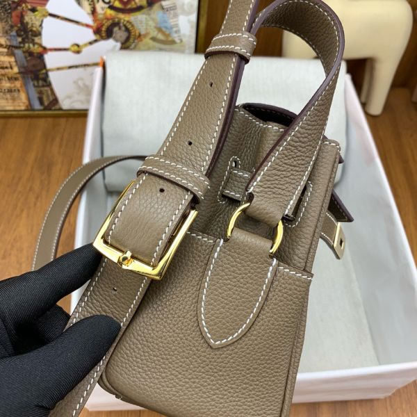 HERM Kelly Messenger Bag in Taupe Clemence Leather