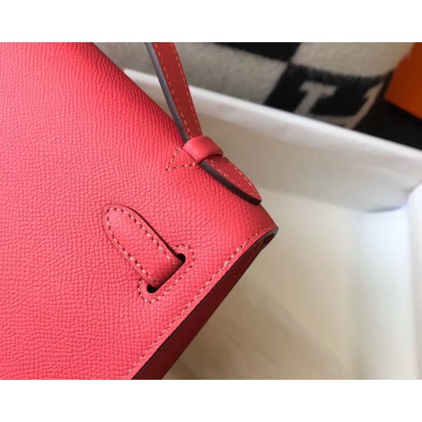 HERM Kelly Pochette Bag In Rose Lipstick Epsom Leather