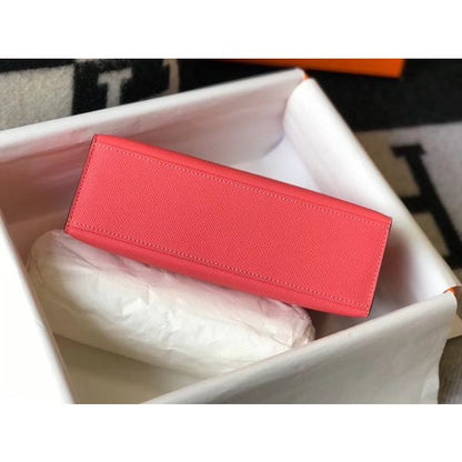 HERM Kelly Pochette Bag In Rose Lipstick Epsom Leather