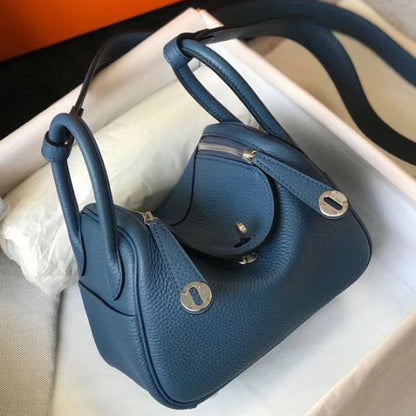 HERM Lindy Mini Bag In Blue Agate Clemence Leather PHW