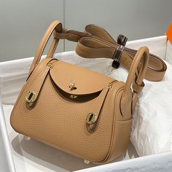 HERM Lindy Mini Bag In Chai Clemence Leather GHW