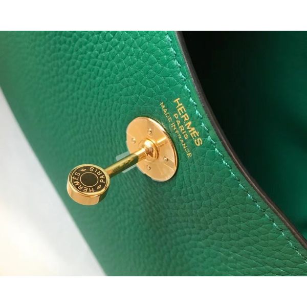 HERM Lindy Mini Bag In Green Clemence Leather GHW