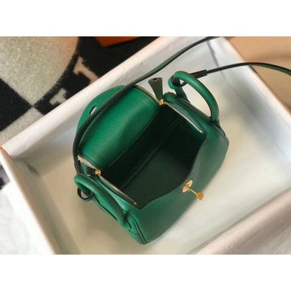 HERM Lindy Mini Bag In Green Clemence Leather GHW