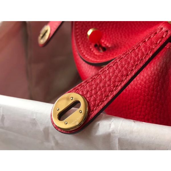 HERM Lindy Mini Bag In Red Clemence Leather GHW
