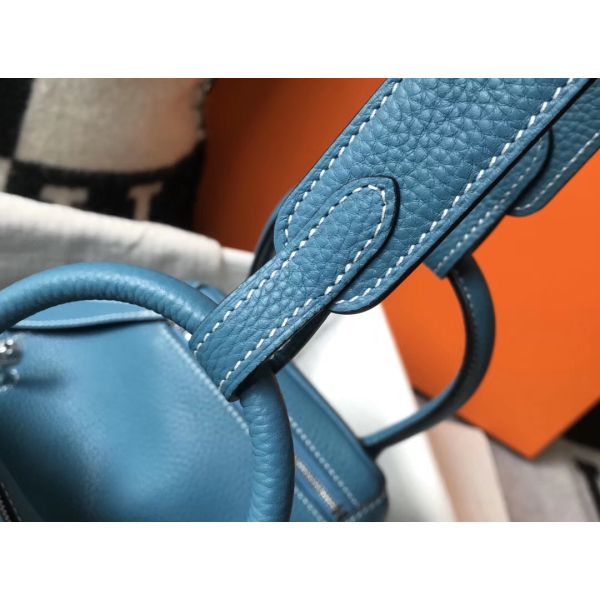 HERM Lindy 26cm Bag In Blue Jean Clemence Leather PHW