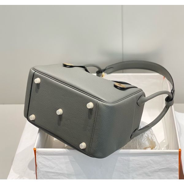 HERM Lindy 26cm Bag In Gris Meyer Clemence Leather GHW