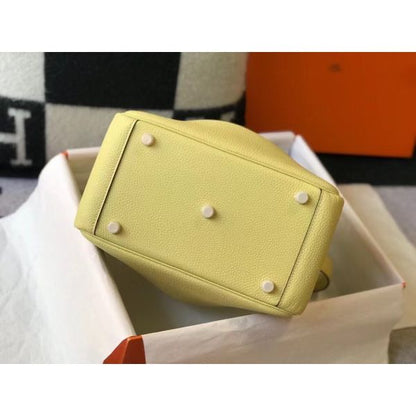 HERM Lindy 26cm Bag In Jaune Poussin Clemence Leather GHW